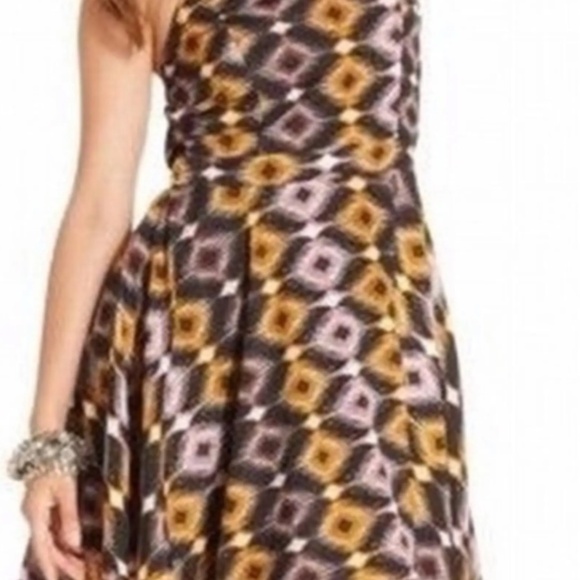 Bar III Ikat Print Sweetheart Sundress • Brown Purple Gold • Medium - Picture 2 of 2